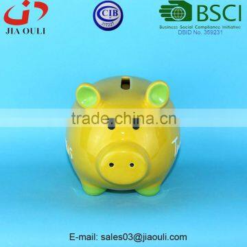 BSCI Audit Factory Ceramic Yellow Piggy Coin Bank, Ceramic Money Box