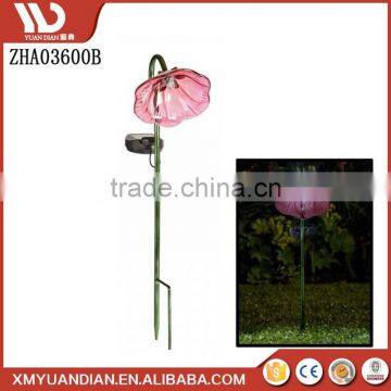 Mini Glass Metal Bell Flower Garden Stake Color Changing Led Handpainted Polyresin Figurine Solar Powered Light photo-2