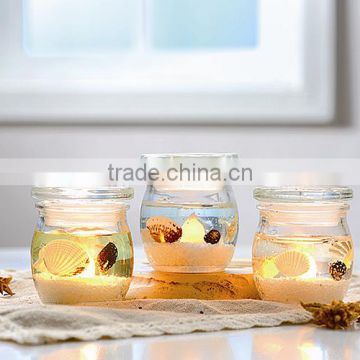 Coastal Motif Mini Glass Jar Candles With Gel Wax Inside