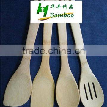 2017 Wholesale natural bamboo slotted spoon with colorful handle