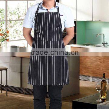 Stripe Bib Apron with 2 Pockets Chef Waiter Kitchen Cook New Tool NVIE