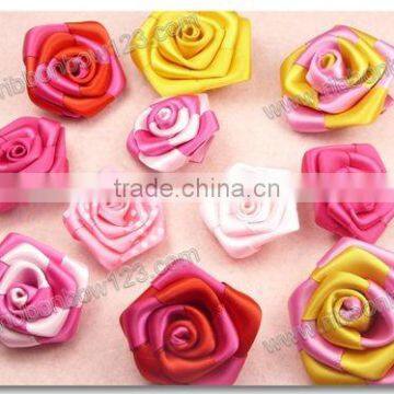 2015 pure handmade Satin ribbon rose flower for fancy dress