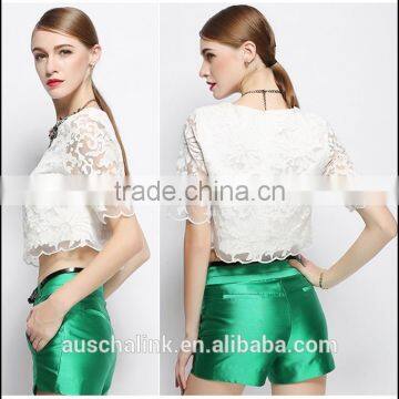 Latest Summer Girls Sexy Lace Crop Top Design Wholesale Price photo-5