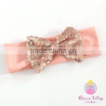 Baby Headband Stripes Fabric With Sequin Bows Headbands for Babies photo-4