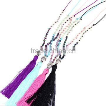 handmade knotted bead necklace Bohemian beaded necklace fashion tassel necklace for women jewelry