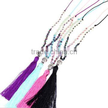 Fashion Long Hand Knotted Druzy Tassel Necklace, Druzy Beaded Neckalce photo-4