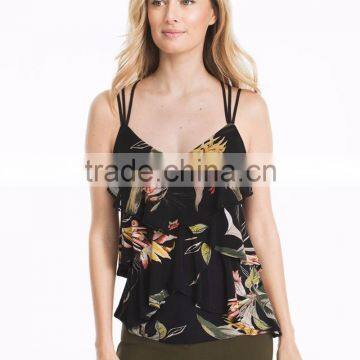 MGOO Wholesale Ladies Fancy Sleeveless Tops Made From 100% Polyester Chiffon Casual Sexy Crop Tops photo-2