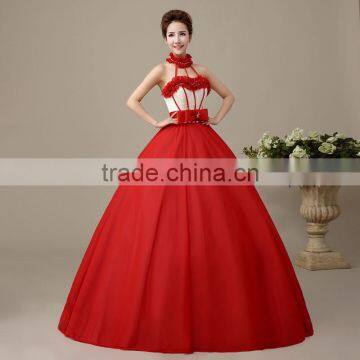 MGOO Dream Red Color Chinese Style Fairy Dancing Dress Halter Puff Prom Dress For Ladies L000122 photo-4