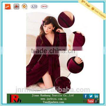 New product custom women plain coral fleece bathrobe