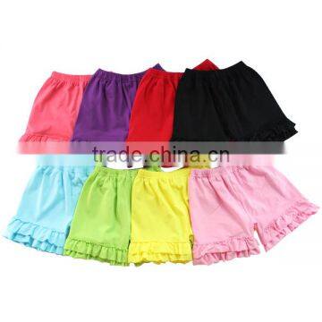 Many colors to choose 100% Cotton Material and Knitted Type baby girls icing short ruffle shorts