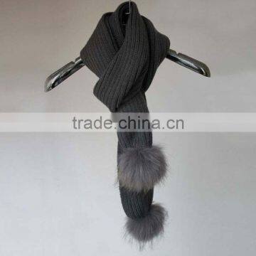 Myfur Wholesale Fashion Adults Winter Knitted Scarf with Pom Pom