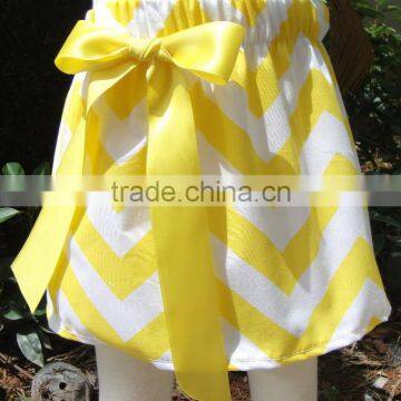 fashion popular Baby Girls chevron over hip girls skirt with bowknot Newest summer yellow zig zag for chevron chothing for Baby