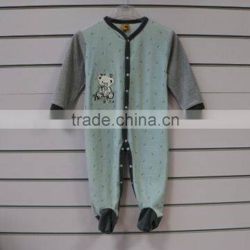 Fall and Winter Season Velour Baby Footie Romper With Animal Patch and Embroidery photo-1