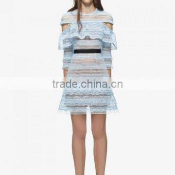 2017guangzhou Women Lace Hollow Patchwork Dress photo-2