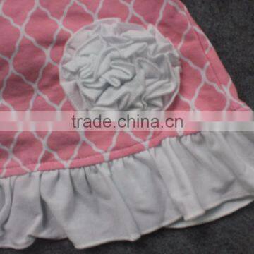 Baby Girls New Kids Clothes Suit Pink Grid White Flower Swing Tops Swing Outfits With Matching Necklace and Headband photo-2