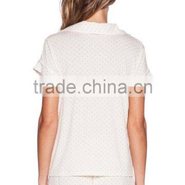 Wholesale Plain Cotton Pajamas With Sexy Short Nighty photo-2