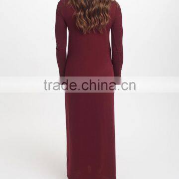 Newest Maternity Dresses With Burgundy Maternity Side-Slit Maxi Dress Fashion Women Clothing WD80817-19 photo-2