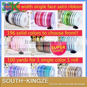 B2013847 100MM width 100% polyester single face satin ribbon 100 yards/color reach SVHC free 196 colors available