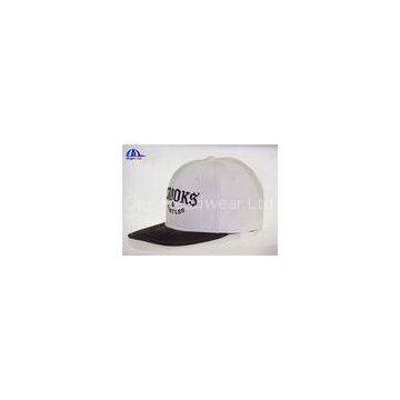 Flat Embroidery PU Snapback Baseball Caps , White Youth Hip-hop Baseball Cap