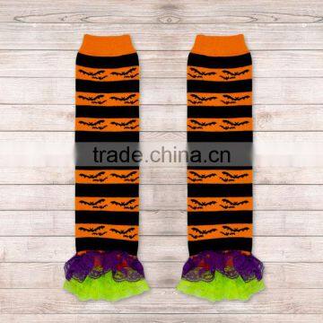 Wholesale halloween orange stripe girls leg warmers crochet M5041706