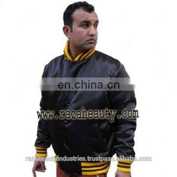 Black Satin Varsity Jackets, Custom Embroidery Baseball Jackets, Cotton Letterman Jackets 2017