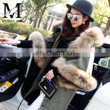 Top Selling Products Raccoon Fur Collar Winter Russian Fur Coats