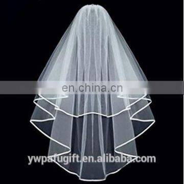 white double ribbon edge bridal wedding veil with comb