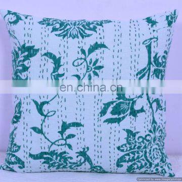 White Floral indian cotton pillow cover, hand Qilted cushion cover, home decor cushion, pillow cover, 16x16 inch pillow case