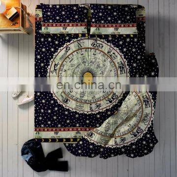 Astrology Mandala Duvet Cover Bed sheet With 2 Pillow Cover full Set Queen Size Bedding Full Set Black Green