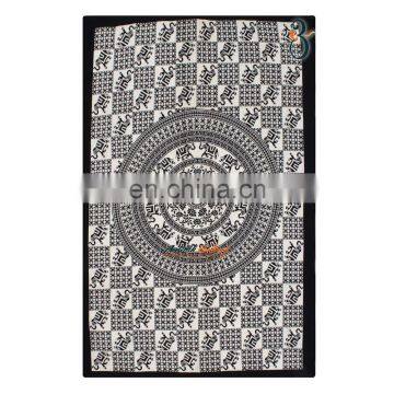 INDIAN BEADED WALL TAPESTRY BOX DESIGN THROW SINGLE BEACH BLACK AND WHITE COLOR TRADITIONAL ANTIQUE TAPESTRY WALL HANGING