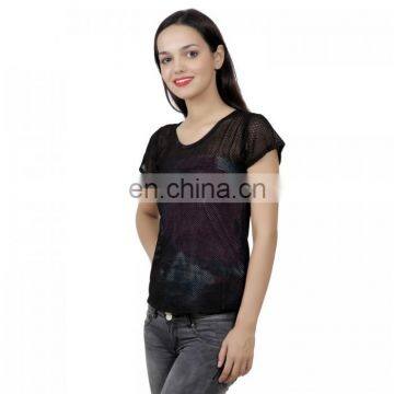 Stylish Black Transparent Net Top for Girls photo-3
