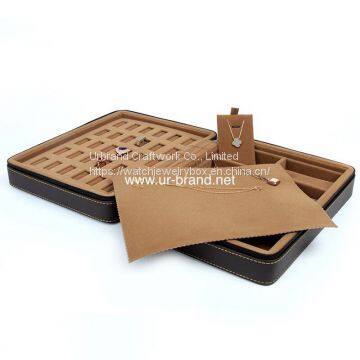 High-grade Leather Zipper Double Open Portable Jewelry Box Ring Earring Necklace Bracelet Storage Box Multifunctional photo-3