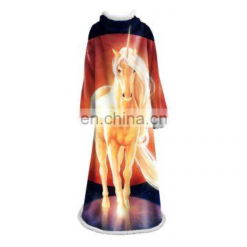 Amazon Hot Sale Wearable Blanket With Sleeves Arms Super Soft Warm Comfy Large Fleece Plush Sleeved TV Throws Wrap Robe Blanket photo-3