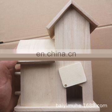 Cheap Rustic Wood Bird House Creative Bird Nest New House and Brid Breeding Box Decoration photo-4