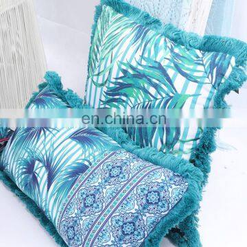 Custom Wholesale Outdoor Digital Printed Fancy Tropical Greenery Jungle Leaf Print Cushion Covers Decorative photo-2