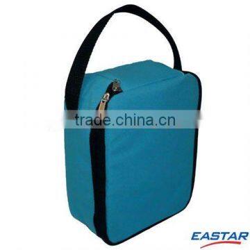 blue 600D nylon upright toiletry carrying tote etui