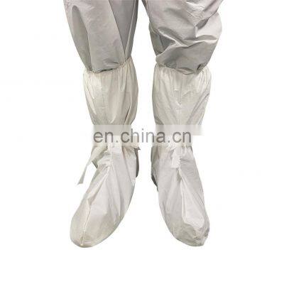 Disposable Dust Proof Consumable Elastic Non Woven With Plastic PP Anti Skid High Long Shoe Boot Covers for Medical Use photo-2