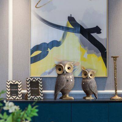 American Style Classic Resin Craft Owl Table Decoration Father And Son Animal Figures Ornaments For Home Decor photo-3