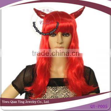 long straight red ox horn dye synthetic wig