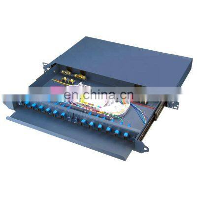 Industrial Grade Sliding Type Fully Equipped 12 Port SC FTTH  Fiber Optic Patch Panel