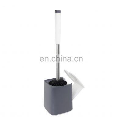 Household Eco-Friendly Square Toilet Brush and Holder Set Bathroom Silicone Toilet Brush