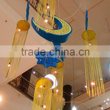 celling moon and led light ramadan eid decoration for shopping mall