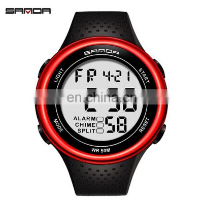 SANDA 375 Mens Popular Digital Watches Online Wholesale  Fashion Resin Strap Calendar Luminous Sports Watch