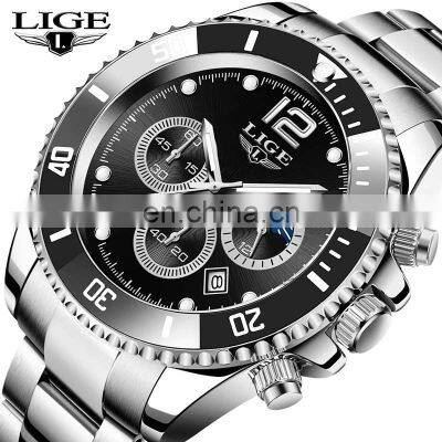 LIGE 8924 Quartz  Watch For Men Sport Diver luxury men watch waterproof  Date Clocks watches men