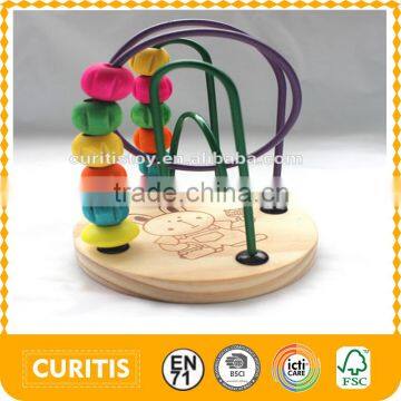 Intelligence wood stringing beads pull string toy