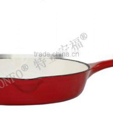 Lightening Red color enamel coating cast iron white enamel dish pan