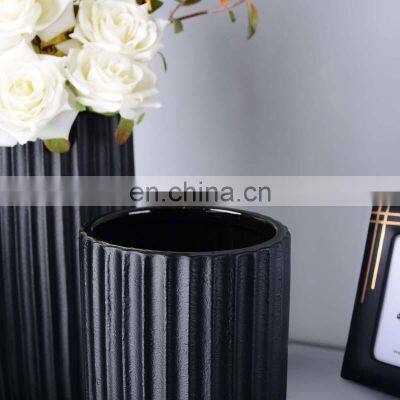 Hot Sales Nordic Modern Porcelain Black Matte Flowers Vases Ceramic Vase Pot Ornament for Festival Gift Wedding Decor photo-4