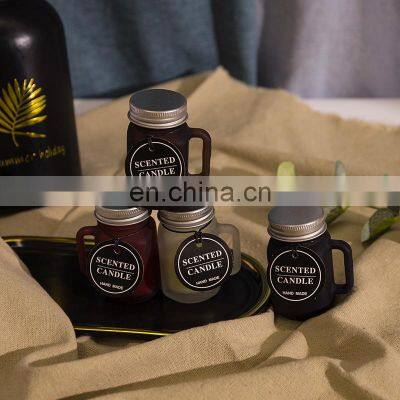 Toxin Paraben Phthalate Free Clean-burning Soft and Smooth Soy Wax Clear Matte Amber Jar With Handle Scented Fragrance Candle