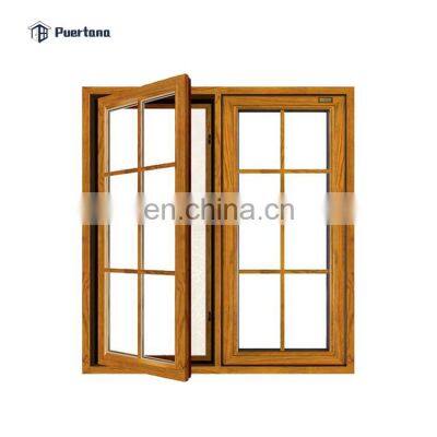 Usa Swing Open Style And Aluminium Frame Wood Window With Triple Tempered Glazed photo-4
