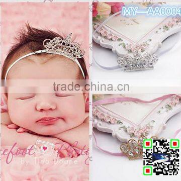 2016 Fashion Crown With Crystal Elastic Handmade Baby Headbands MY-AA0004